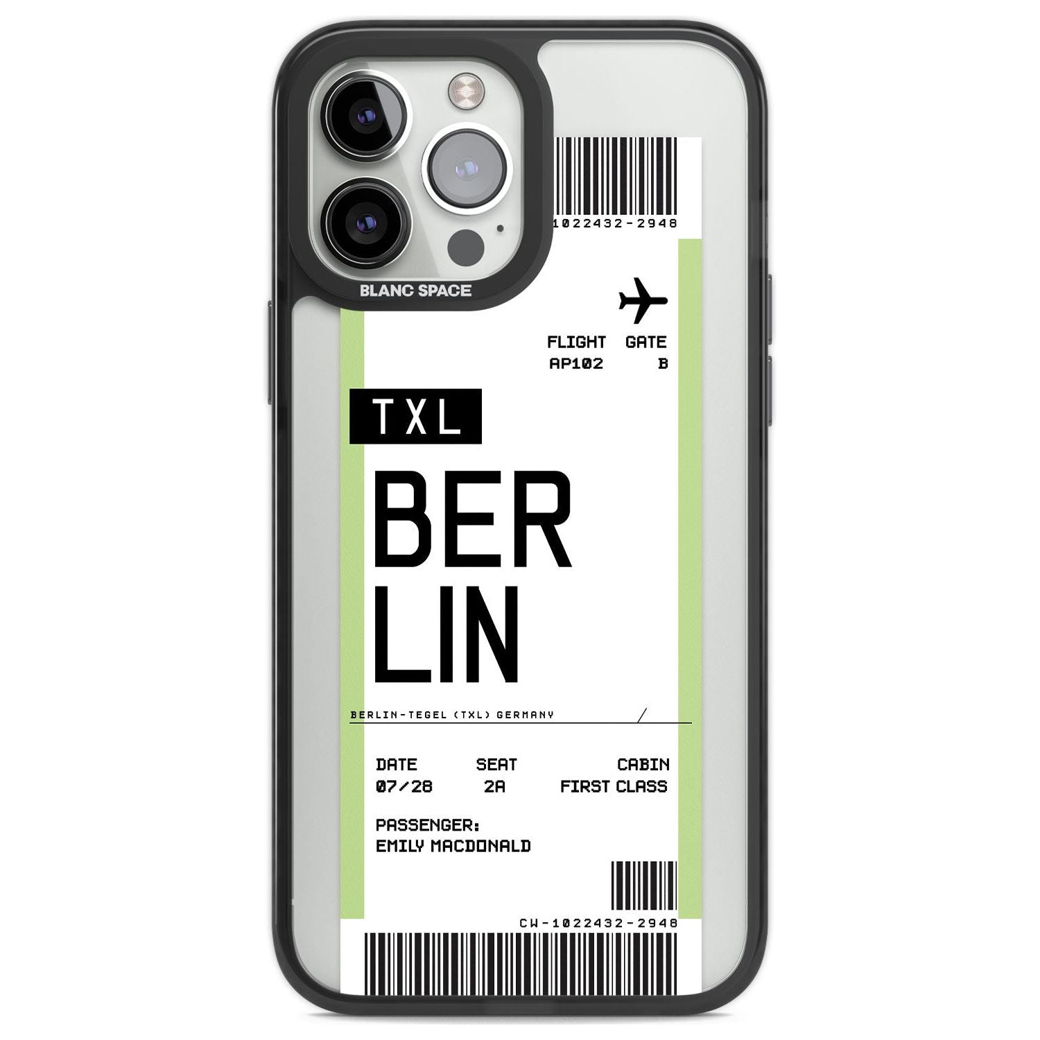 Personalised Berlin Boarding Pass Custom Phone Case iPhone 13 Pro Max / Black Impact Case,iPhone 14 Pro Max / Black Impact Case Blanc Space