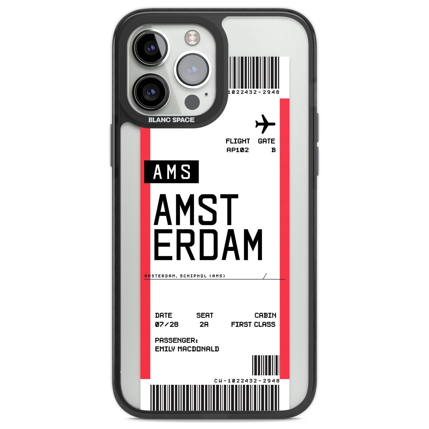 Personalised Amsterdam Boarding Pass Custom Phone Case iPhone 13 Pro Max / Black Impact Case,iPhone 14 Pro Max / Black Impact Case Blanc Space