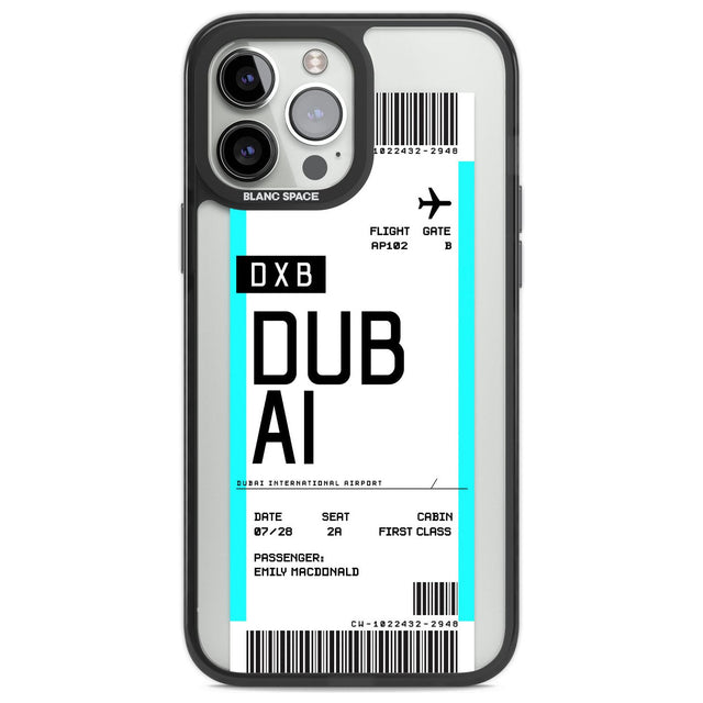 Personalised Dubai Boarding Pass Custom Phone Case iPhone 13 Pro Max / Black Impact Case,iPhone 14 Pro Max / Black Impact Case Blanc Space