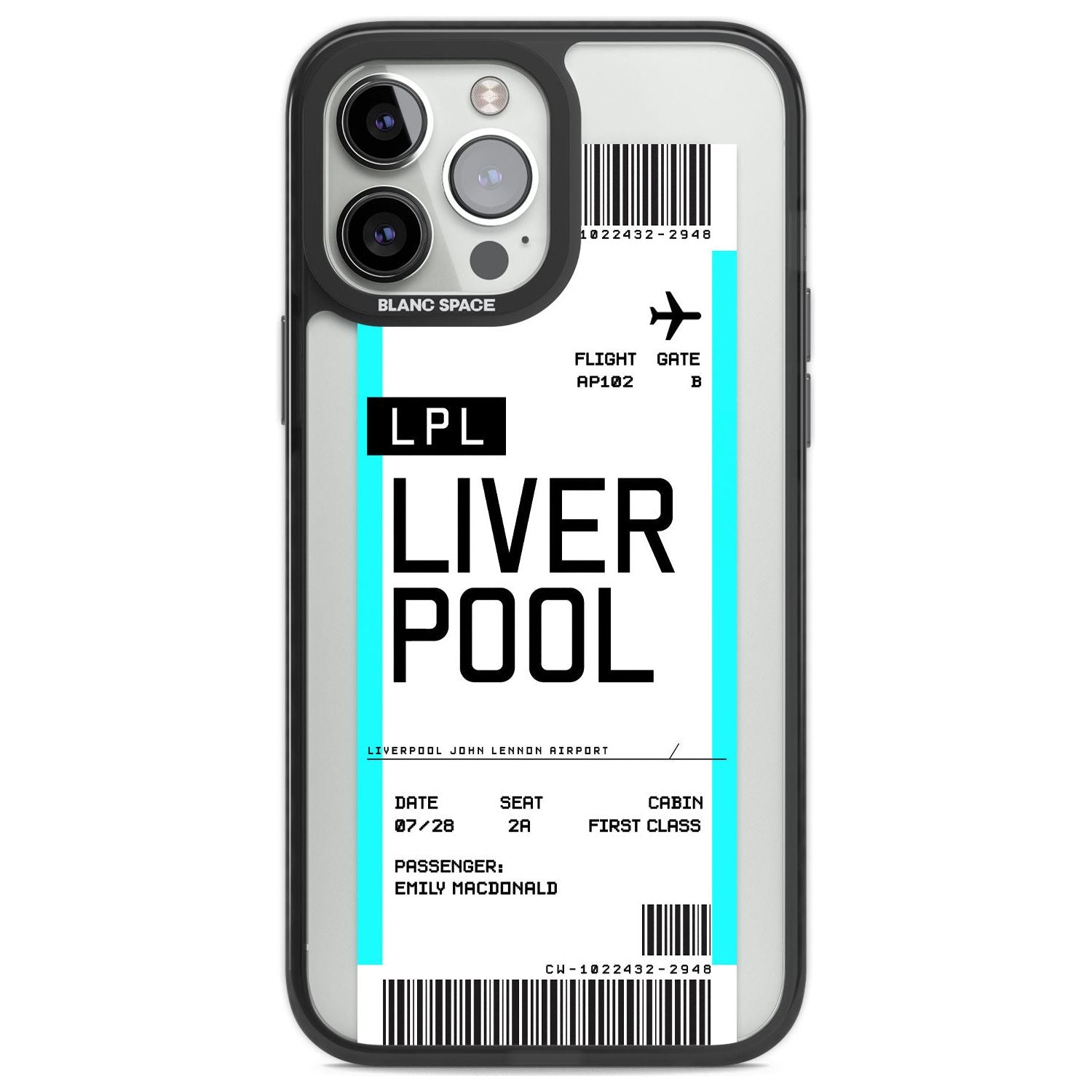 Personalised Liverpool Boarding Pass Custom Phone Case iPhone 13 Pro Max / Black Impact Case,iPhone 14 Pro Max / Black Impact Case Blanc Space