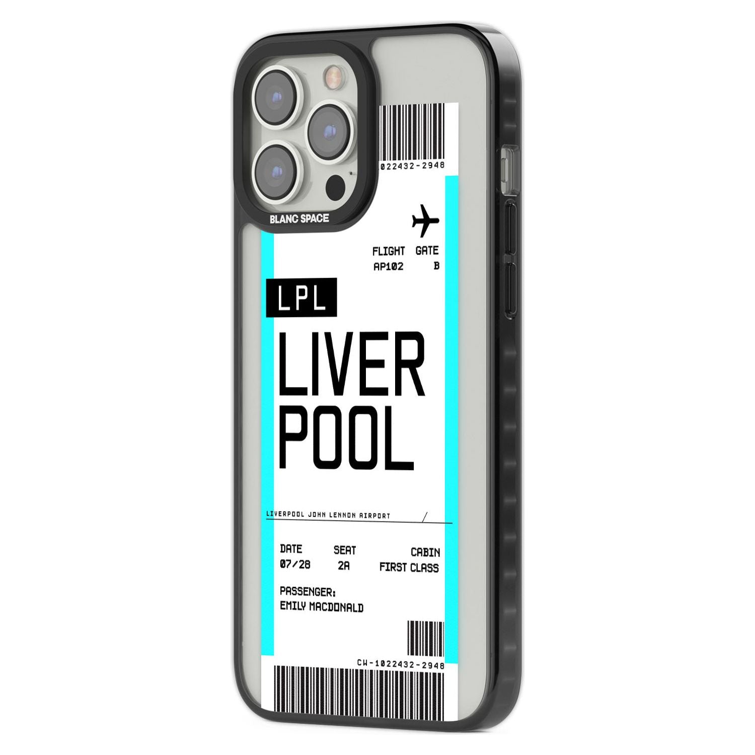 Personalised Liverpool Boarding Pass Custom Phone Case iPhone 15 Pro Max / Black Impact Case,