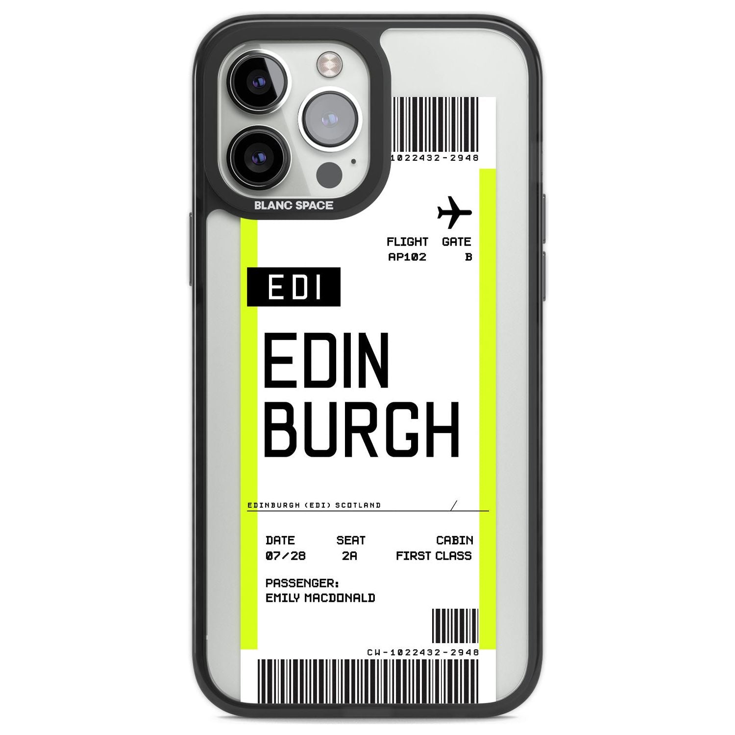Personalised Edinburgh Boarding Pass Custom Phone Case iPhone 13 Pro Max / Black Impact Case,iPhone 14 Pro Max / Black Impact Case Blanc Space