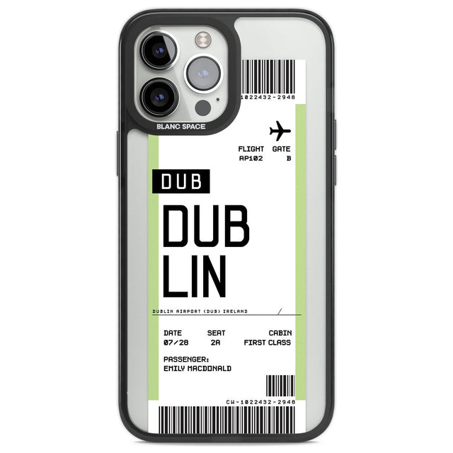 Personalised Dublin Boarding Pass Custom Phone Case iPhone 13 Pro Max / Black Impact Case,iPhone 14 Pro Max / Black Impact Case Blanc Space