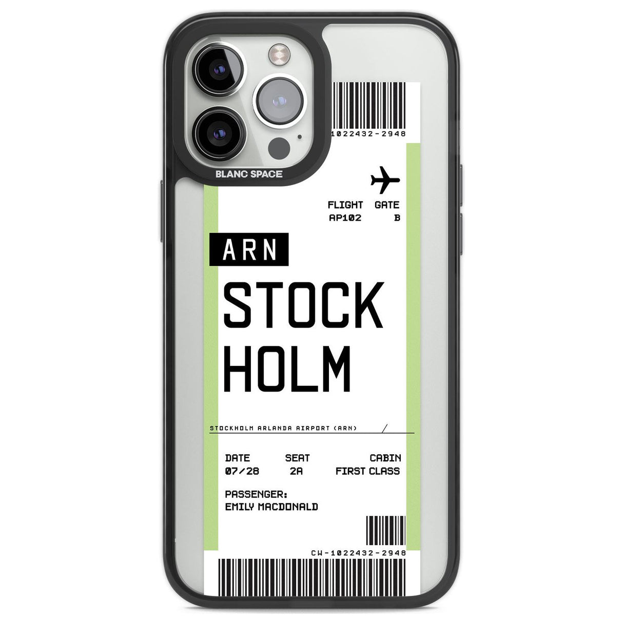 Personalised Stockholm Boarding Pass Custom Phone Case iPhone 13 Pro Max / Black Impact Case,iPhone 14 Pro Max / Black Impact Case Blanc Space