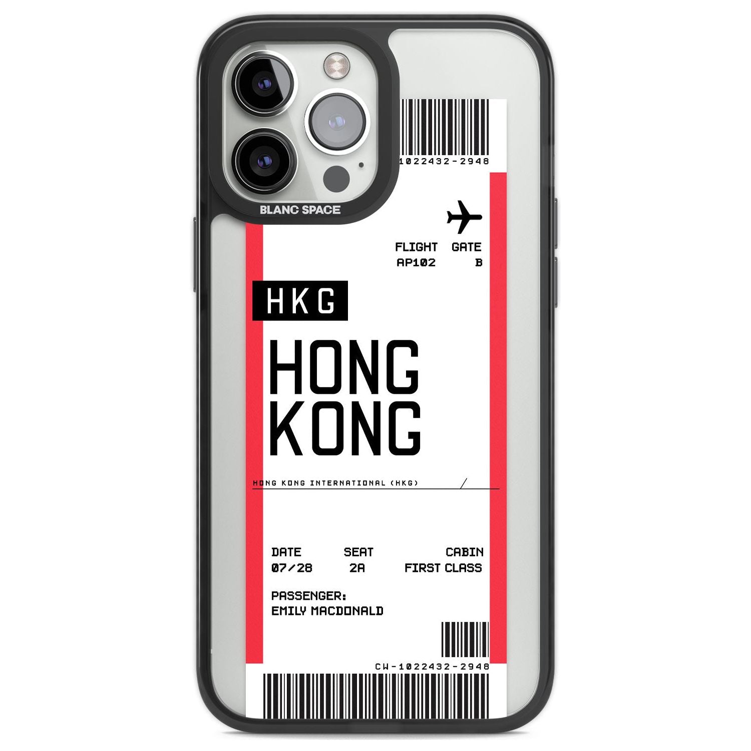 Personalised Hong Kong Boarding Pass Custom Phone Case iPhone 13 Pro Max / Black Impact Case,iPhone 14 Pro Max / Black Impact Case Blanc Space