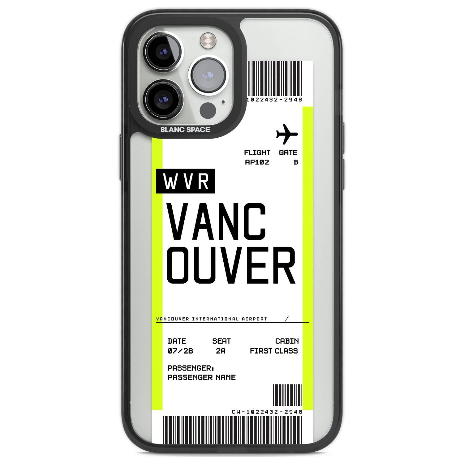 Personalised Vancouver Boarding Pass Custom Phone Case iPhone 13 Pro Max / Black Impact Case,iPhone 14 Pro Max / Black Impact Case Blanc Space
