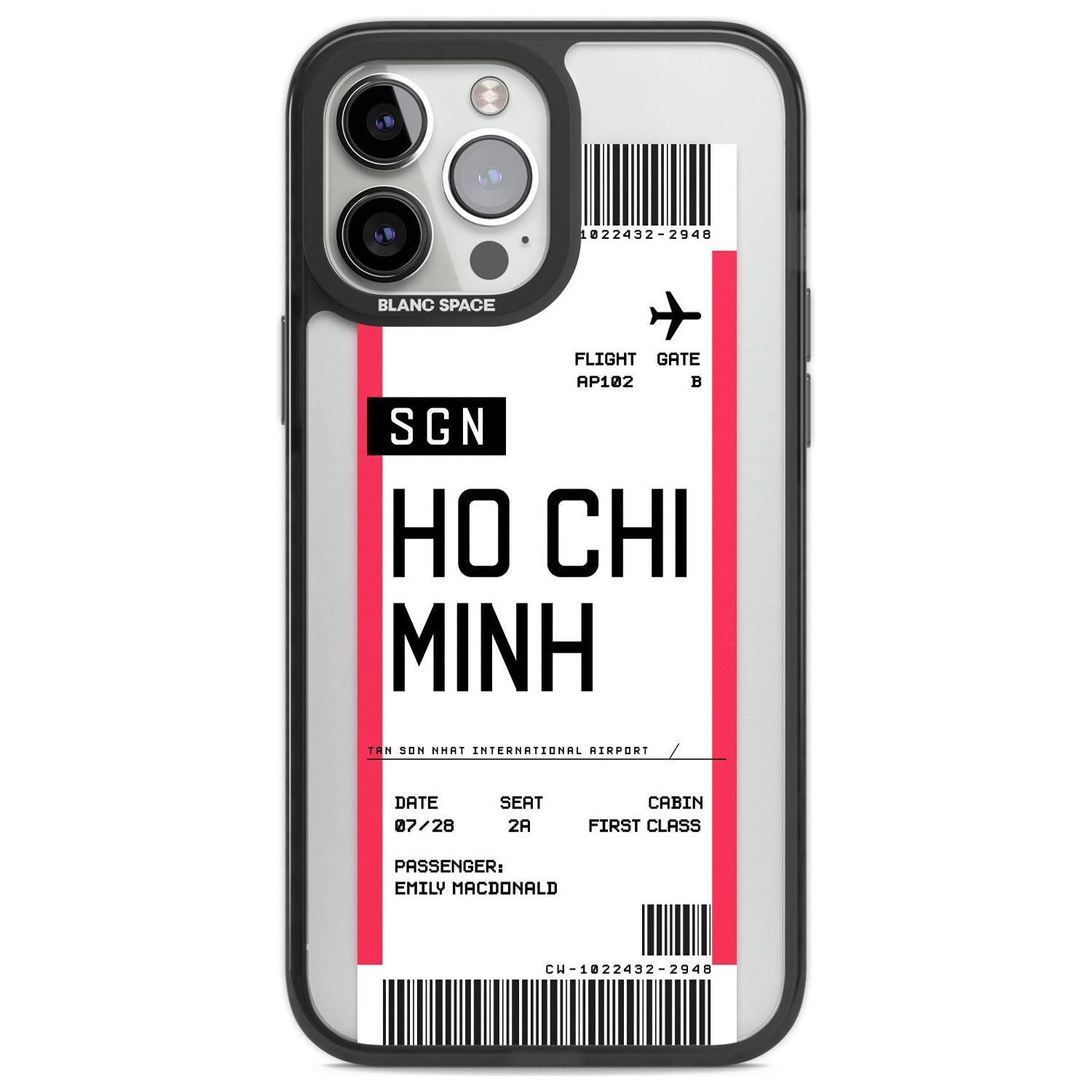 Personalised Ho Chi Minh City Boarding Pass Custom Phone Case iPhone 13 Pro Max / Black Impact Case,iPhone 14 Pro Max / Black Impact Case Blanc Space