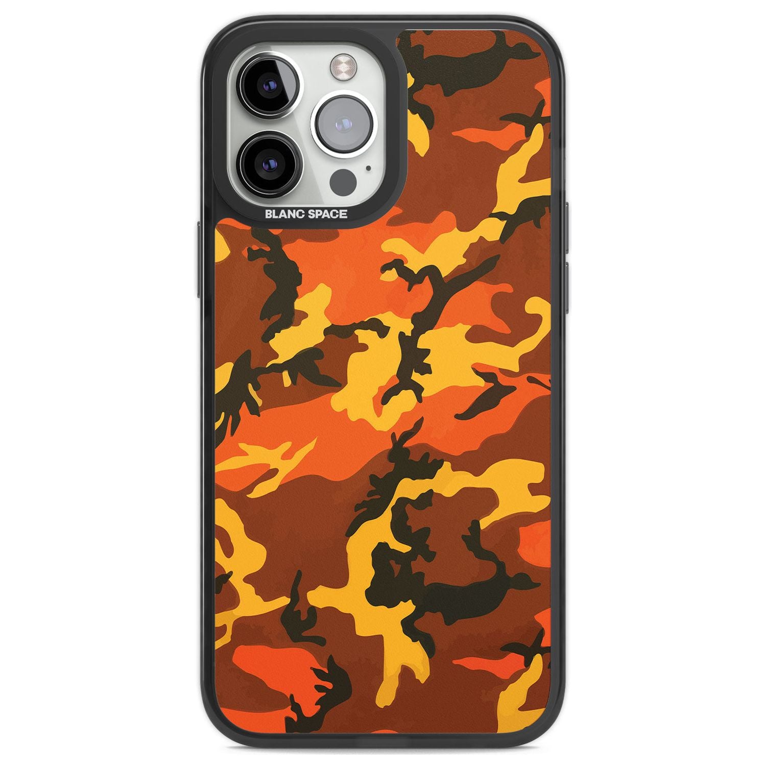 Orange Camo Phone Case iPhone 13 Pro Max / Black Impact Case,iPhone 14 Pro Max / Black Impact Case Blanc Space