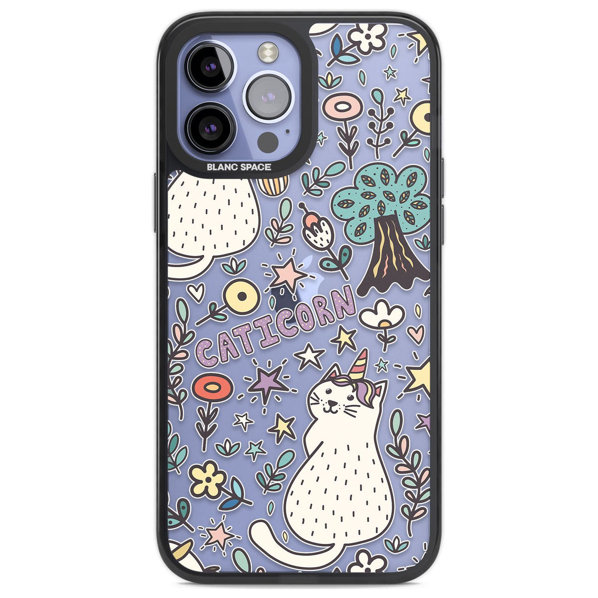 Caticorn pattern Phone Case iPhone 14 Pro Max / Black Impact Case,iPhone 13 Pro Max / Black Impact Case Blanc Space