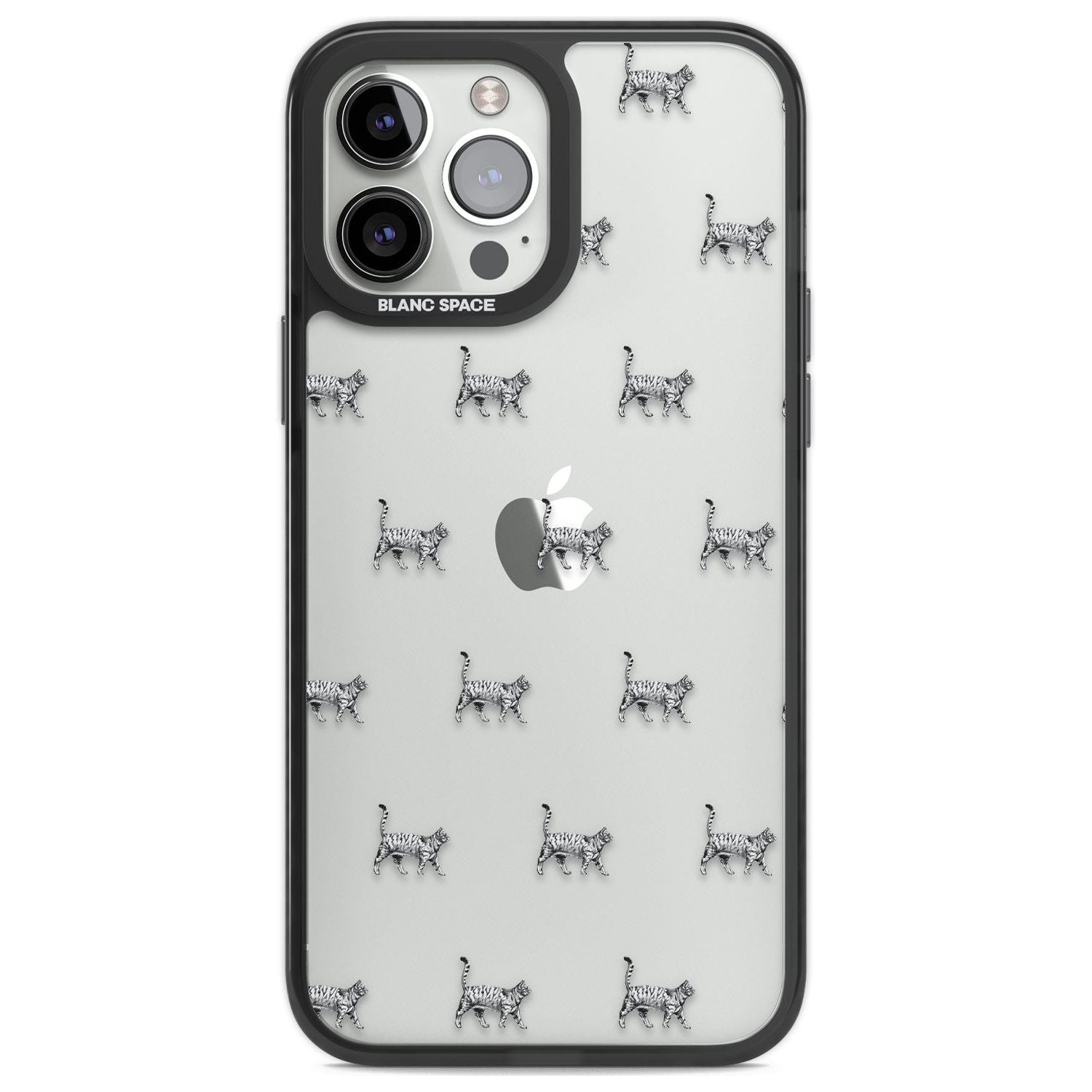 British Shorthair Cat Pattern Phone Case iPhone 13 Pro Max / Black Impact Case,iPhone 14 Pro Max / Black Impact Case Blanc Space