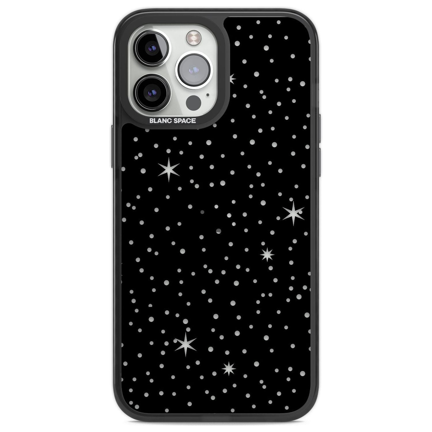 Celestial  Cut-Out Stars Phone Case iPhone 14 Pro Max / Black Impact Case,iPhone 13 Pro Max / Black Impact Case Blanc Space