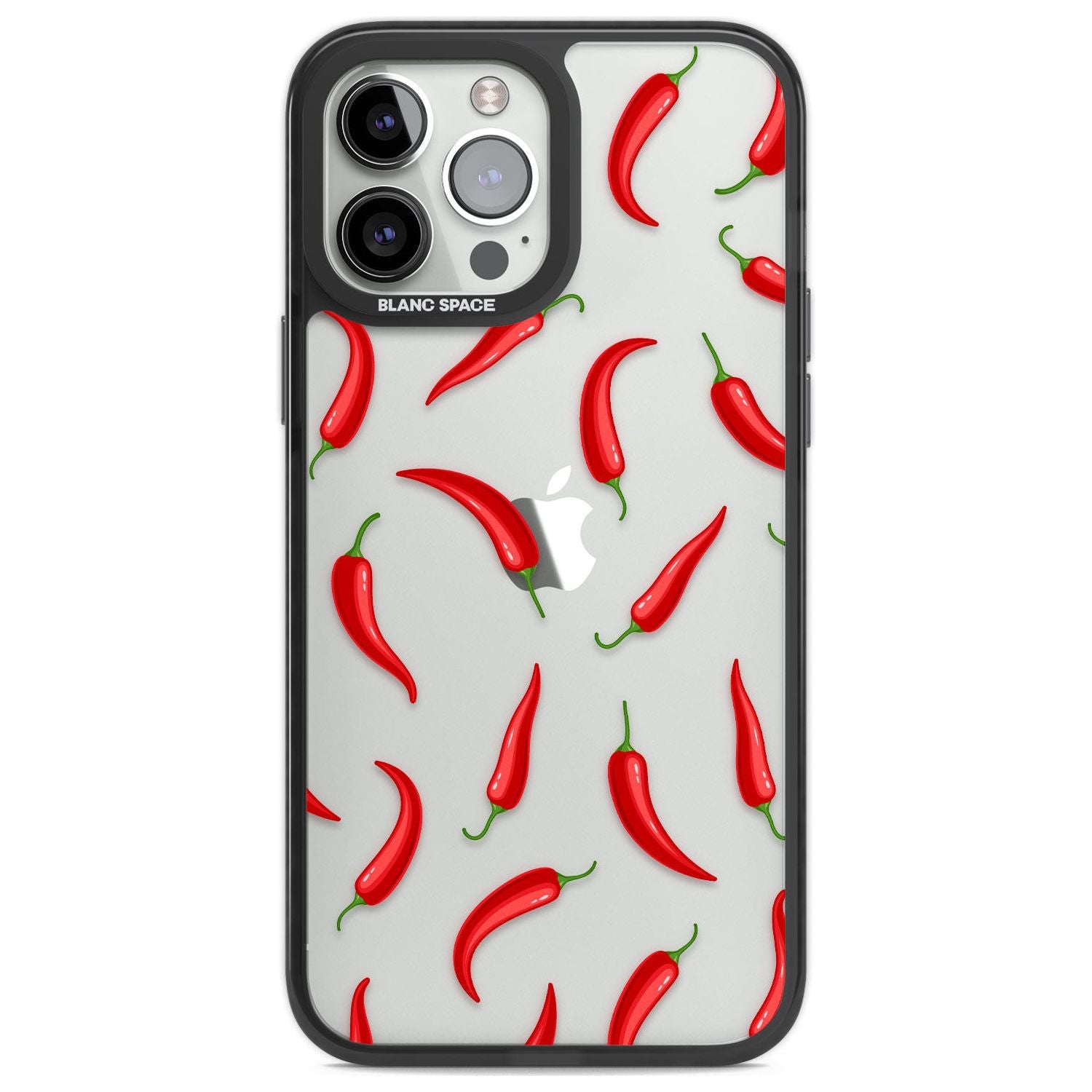 Chilli Pattern Phone Case iPhone 13 Pro Max / Black Impact Case,iPhone 14 Pro Max / Black Impact Case Blanc Space