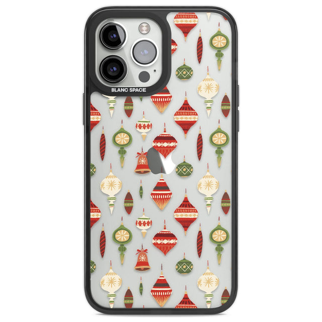 Christmas Baubles Pattern Phone Case iPhone 13 Pro Max / Black Impact Case,iPhone 14 Pro Max / Black Impact Case Blanc Space