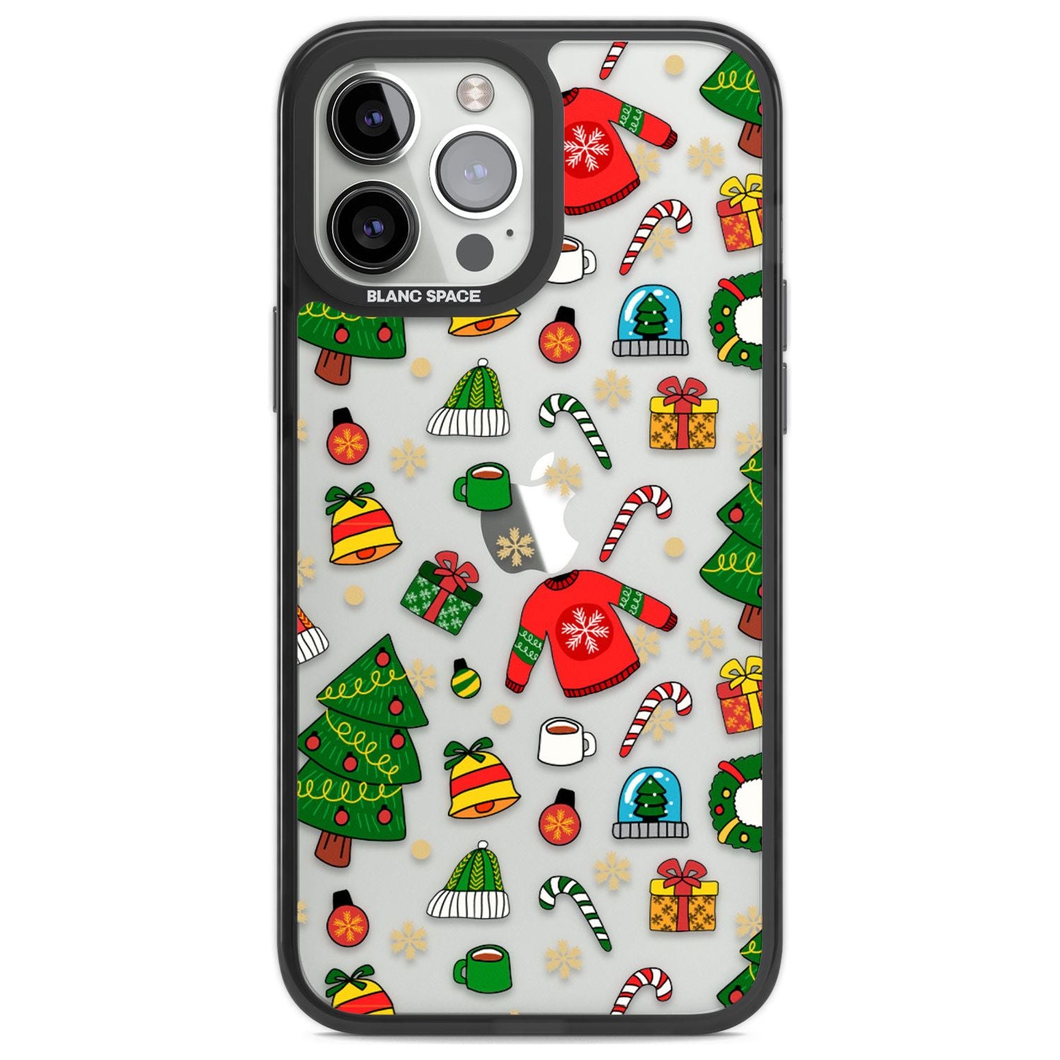 Christmas Mixture Pattern Phone Case iPhone 13 Pro Max / Black Impact Case,iPhone 14 Pro Max / Black Impact Case Blanc Space