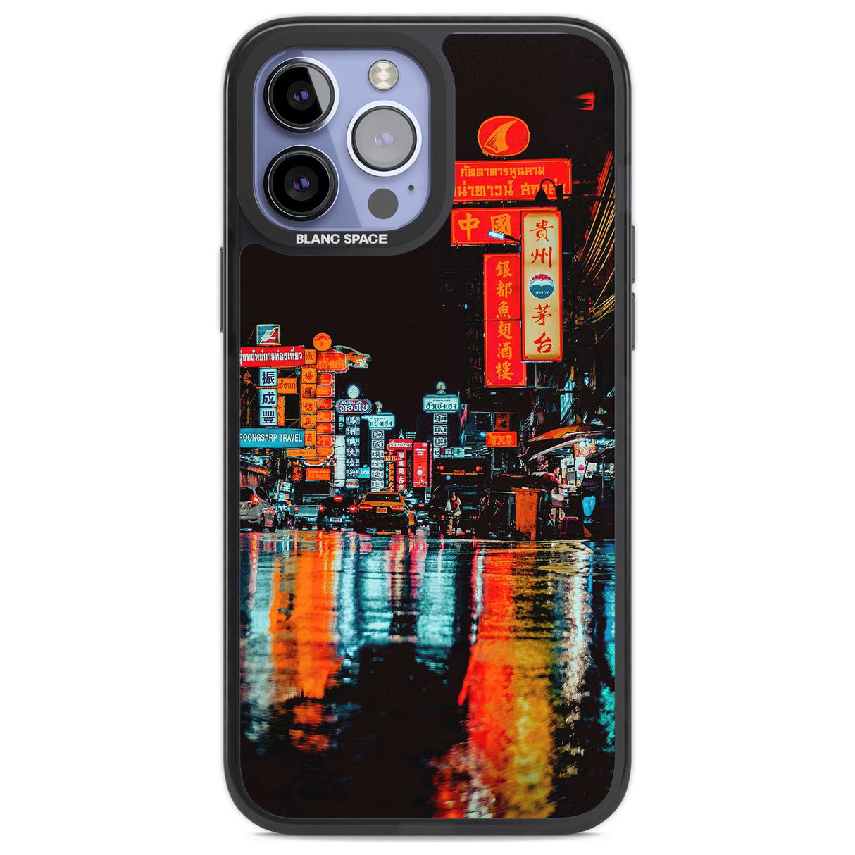 Neon City Phone Case iPhone 13 Pro Max / Black Impact Case,iPhone 14 Pro Max / Black Impact Case Blanc Space