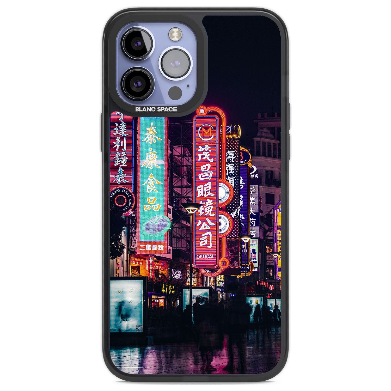 Busy Street - Neon Cities Photographs Phone Case iPhone 13 Pro Max / Black Impact Case,iPhone 14 Pro Max / Black Impact Case Blanc Space