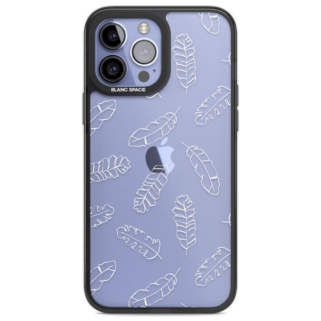 Clear Botanical Designs: Palm Leaves Phone Case iPhone 13 Pro Max / Black Impact Case,iPhone 14 Pro Max / Black Impact Case Blanc Space