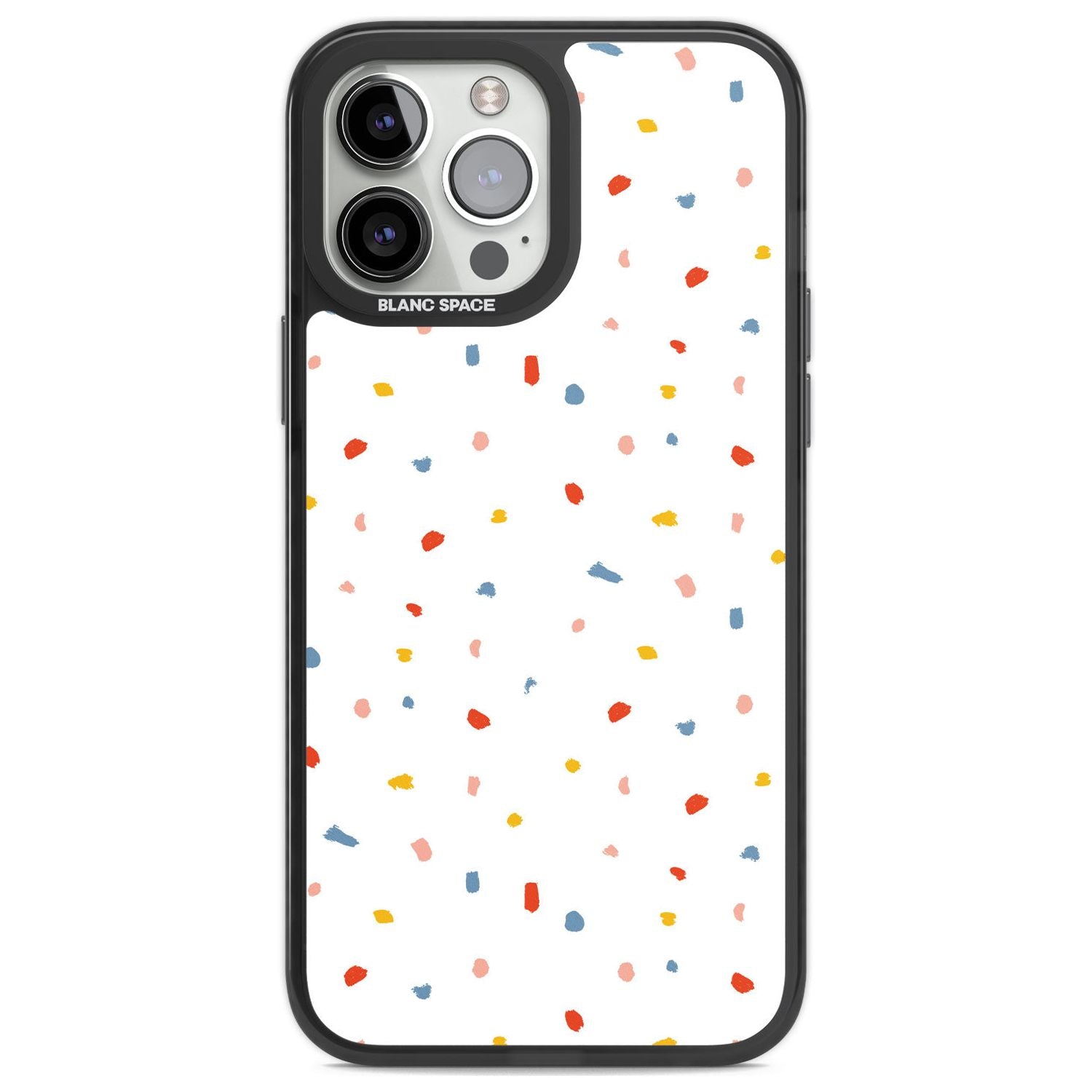 Confetti Print on Solid White Phone Case iPhone 13 Pro Max / Black Impact Case,iPhone 14 Pro Max / Black Impact Case Blanc Space