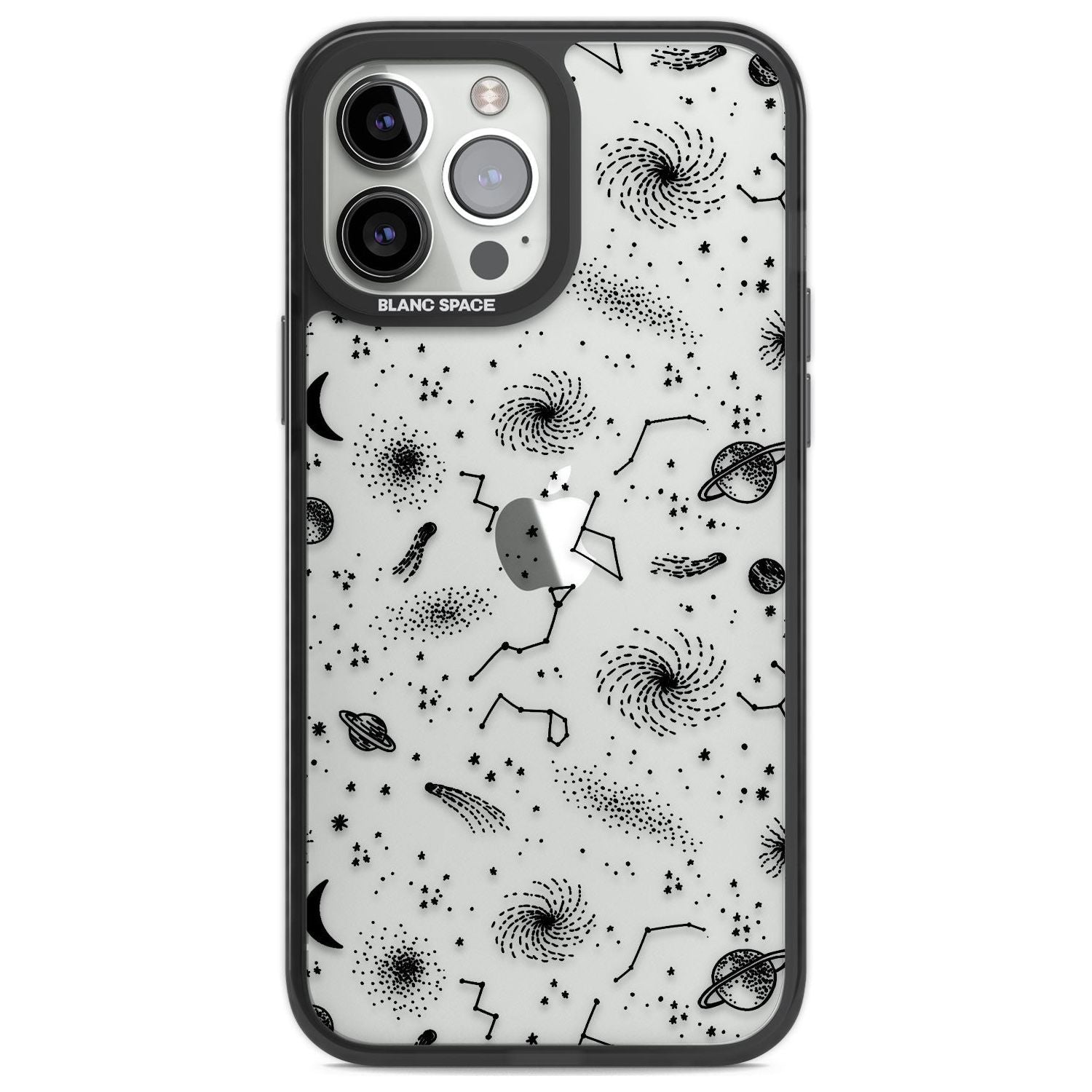 Mixed Galaxy Pattern Phone Case iPhone 13 Pro Max / Black Impact Case,iPhone 14 Pro Max / Black Impact Case Blanc Space