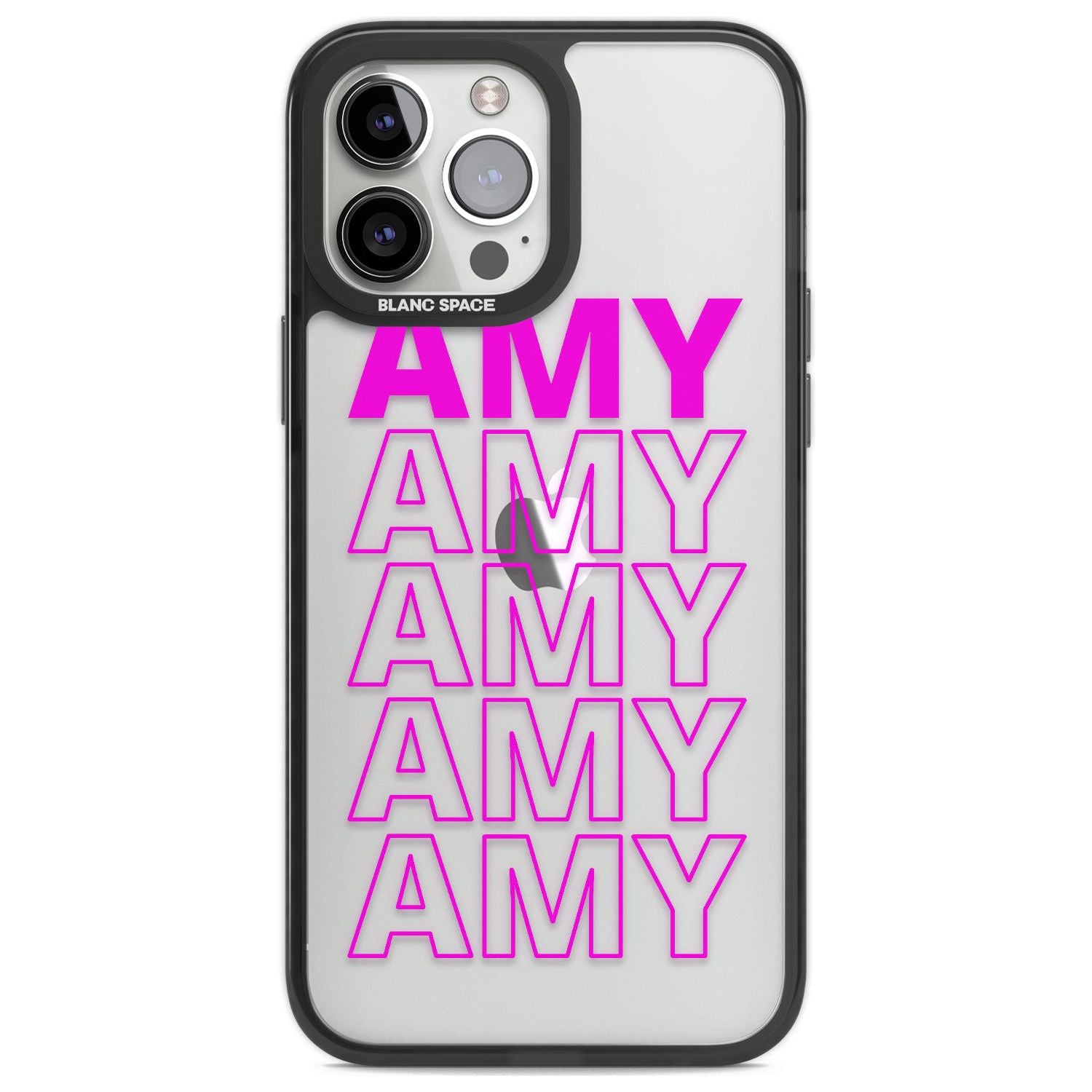 Personalised Clear Text  5D Custom Phone Case iPhone 13 Pro Max / Black Impact Case,iPhone 14 Pro Max / Black Impact Case Blanc Space