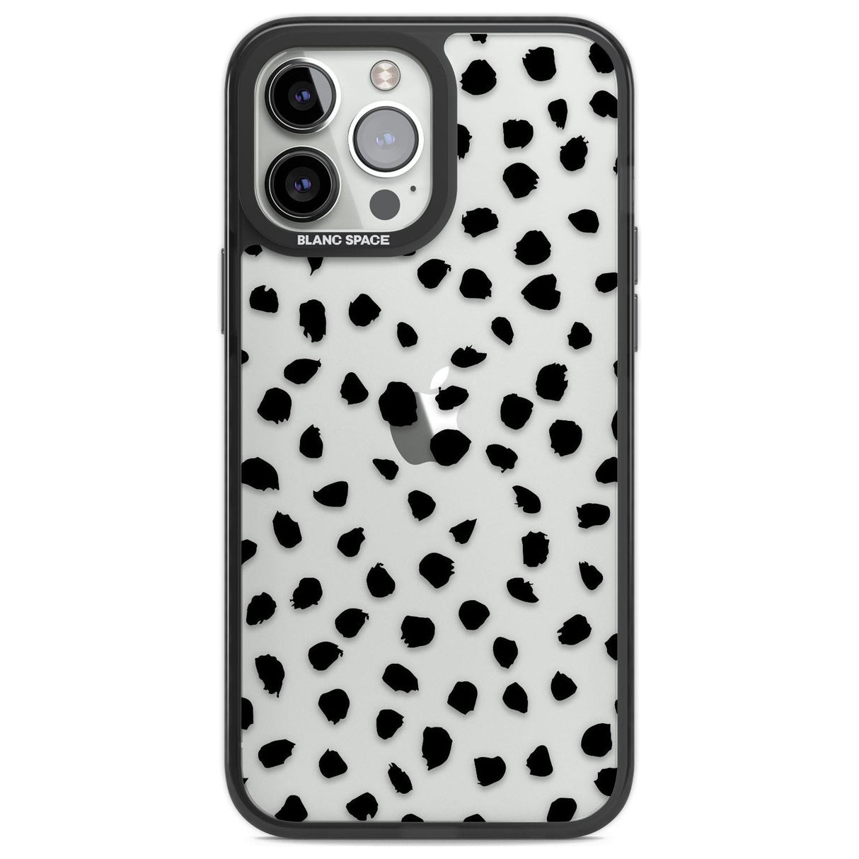 Black on Transparent Dalmatian Polka Dot Spots Phone Case iPhone 13 Pro Max / Black Impact Case,iPhone 14 Pro Max / Black Impact Case Blanc Space