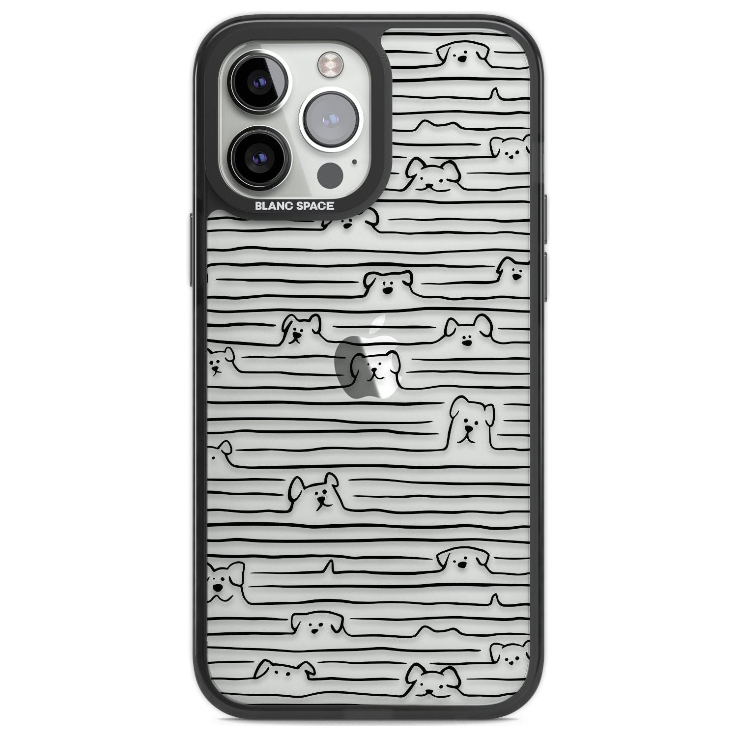 Dog Line Art - Black Phone Case iPhone 13 Pro Max / Black Impact Case,iPhone 14 Pro Max / Black Impact Case Blanc Space