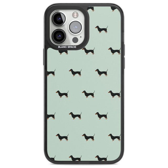Dachshund Dog Pattern Phone Case iPhone 13 Pro Max / Black Impact Case,iPhone 14 Pro Max / Black Impact Case Blanc Space