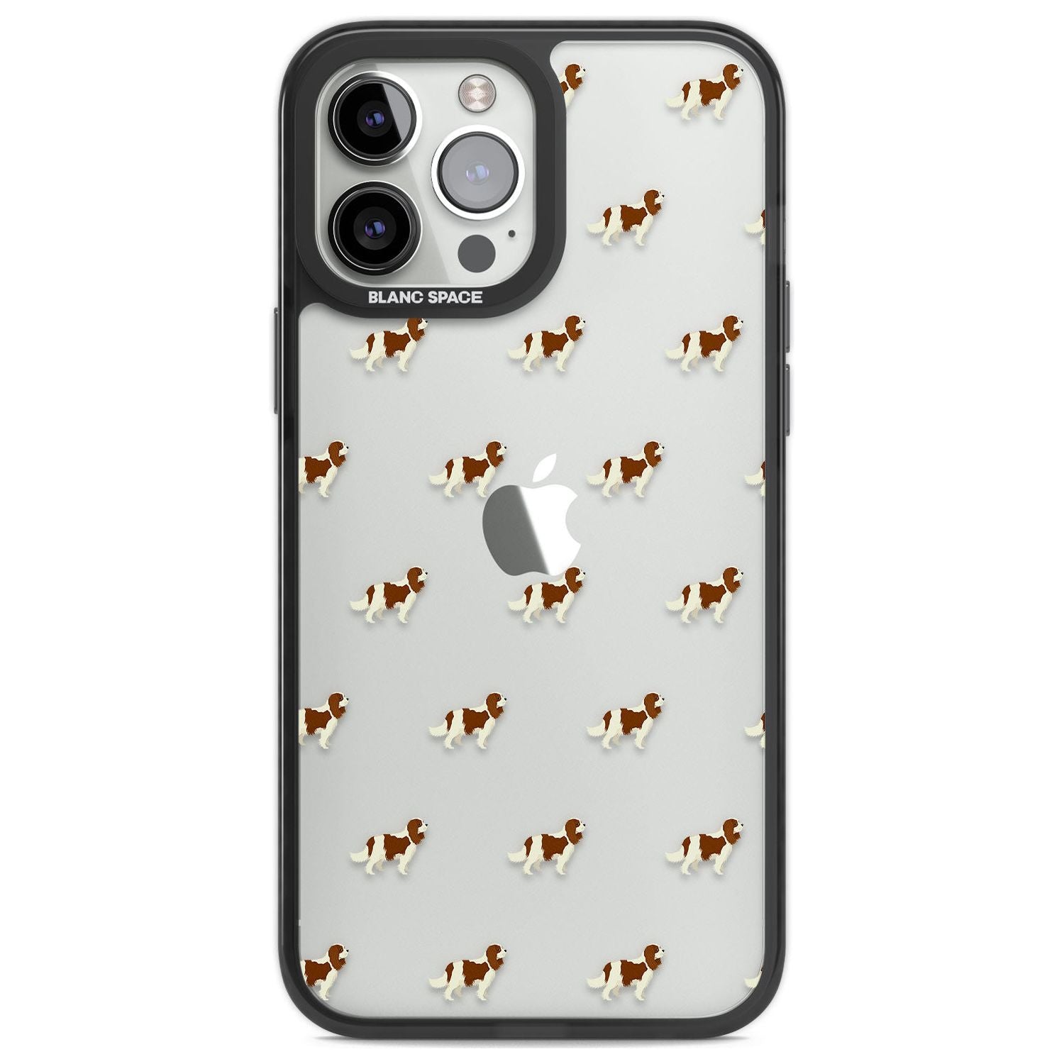 Cavalier King Charles Spaniel Pattern Clear Phone Case iPhone 13 Pro Max / Black Impact Case,iPhone 14 Pro Max / Black Impact Case Blanc Space