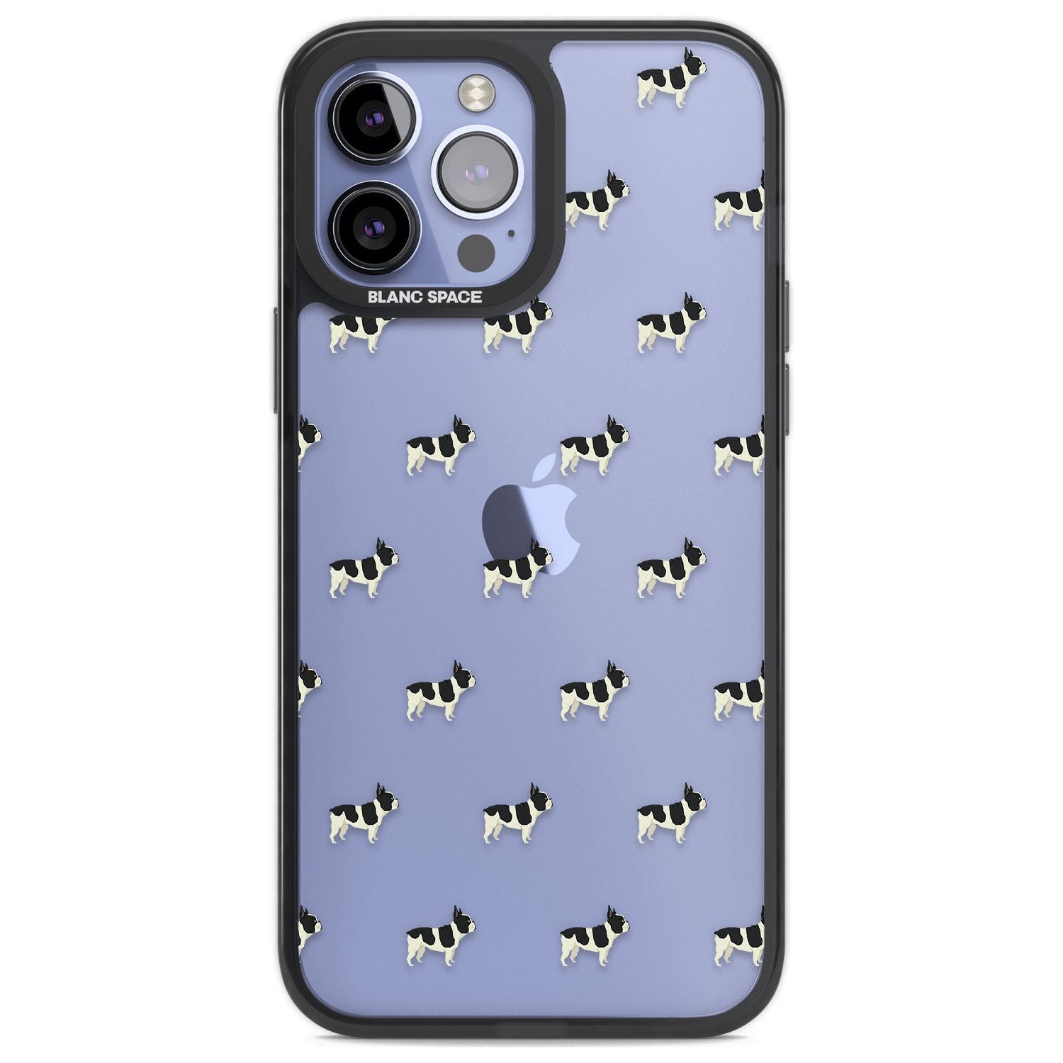 French Bulldog Dog Pattern Clear Phone Case iPhone 13 Pro Max / Black Impact Case,iPhone 14 Pro Max / Black Impact Case Blanc Space