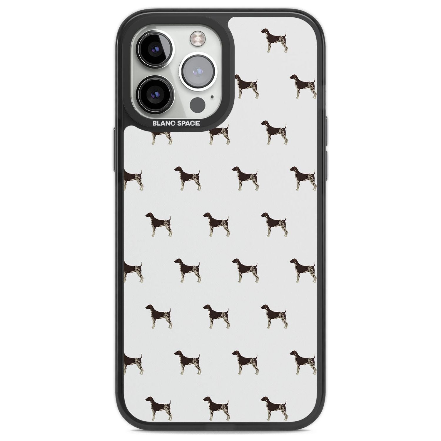 German Shorthaired Pointer Dog Pattern Phone Case iPhone 13 Pro Max / Black Impact Case,iPhone 14 Pro Max / Black Impact Case Blanc Space