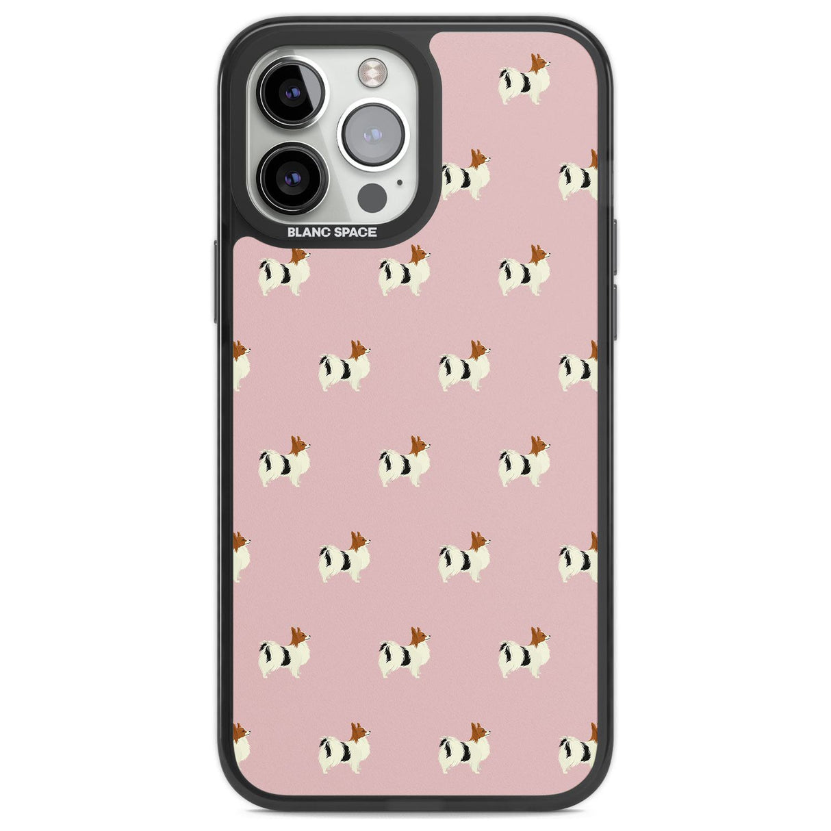 Papillon Dog Pattern Phone Case iPhone 13 Pro Max / Black Impact Case,iPhone 14 Pro Max / Black Impact Case Blanc Space