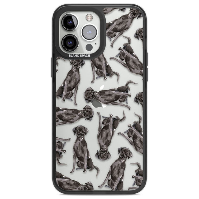 Black Labrador Watercolour Dog Pattern Phone Case iPhone 13 Pro Max / Black Impact Case,iPhone 14 Pro Max / Black Impact Case Blanc Space