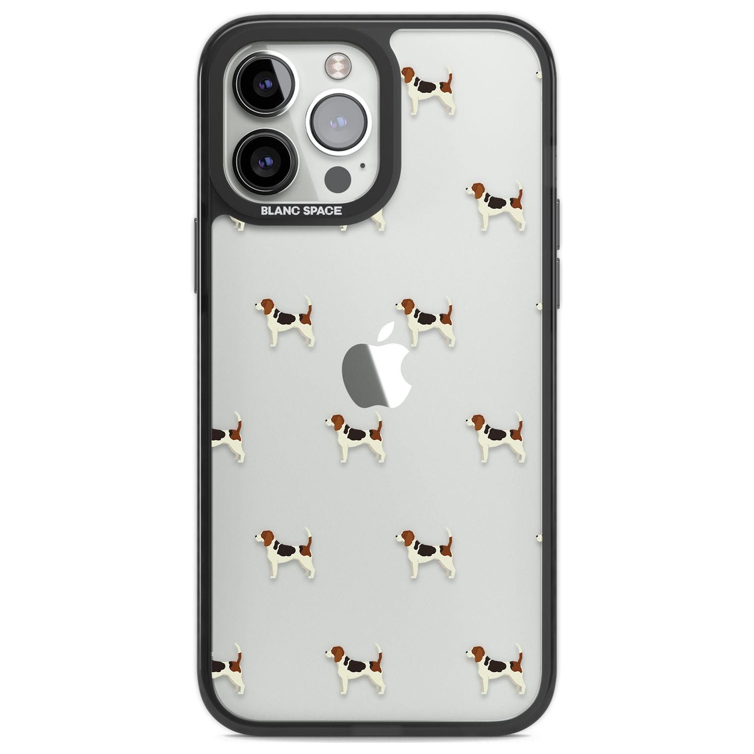 Beagle Dog Pattern Clear Phone Case iPhone 13 Pro Max / Black Impact Case,iPhone 14 Pro Max / Black Impact Case Blanc Space