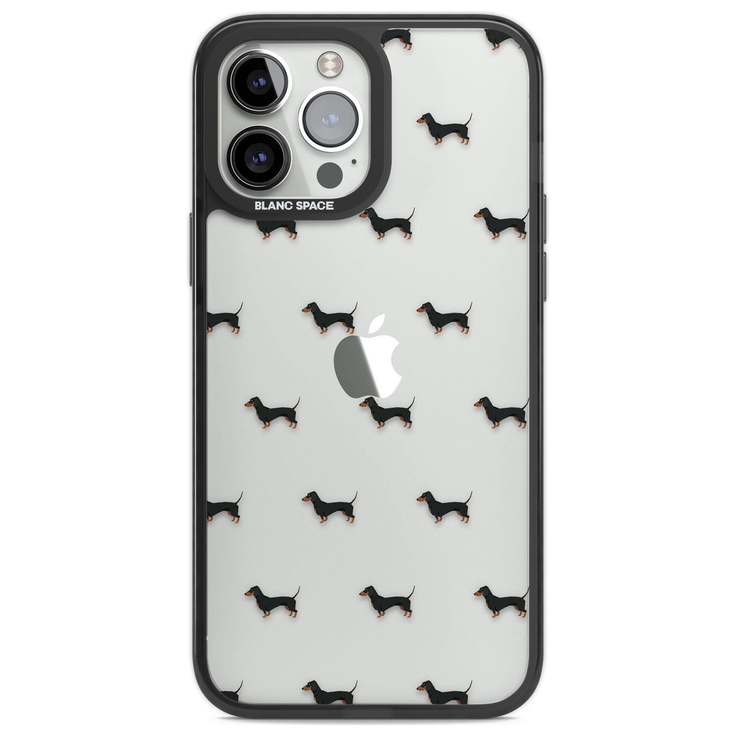 Dachshund Dog Pattern Clear Phone Case iPhone 13 Pro Max / Black Impact Case,iPhone 14 Pro Max / Black Impact Case Blanc Space
