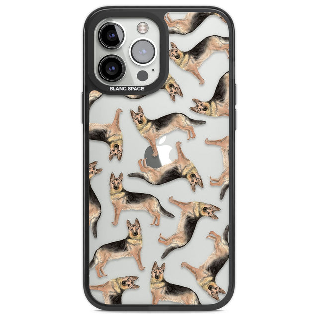 German Shepherd Watercolour Dog Pattern Phone Case iPhone 13 Pro Max / Black Impact Case,iPhone 14 Pro Max / Black Impact Case Blanc Space