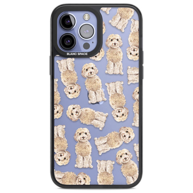 Cockapoo (Champagne) Watercolour Dog Pattern Phone Case iPhone 13 Pro Max / Black Impact Case,iPhone 14 Pro Max / Black Impact Case Blanc Space