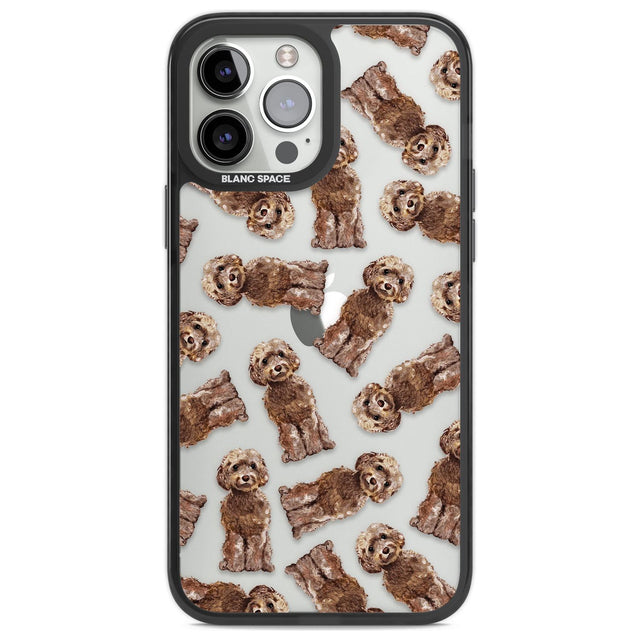 Cockapoo (Brown) Watercolour Dog Pattern Phone Case iPhone 13 Pro Max / Black Impact Case,iPhone 14 Pro Max / Black Impact Case Blanc Space
