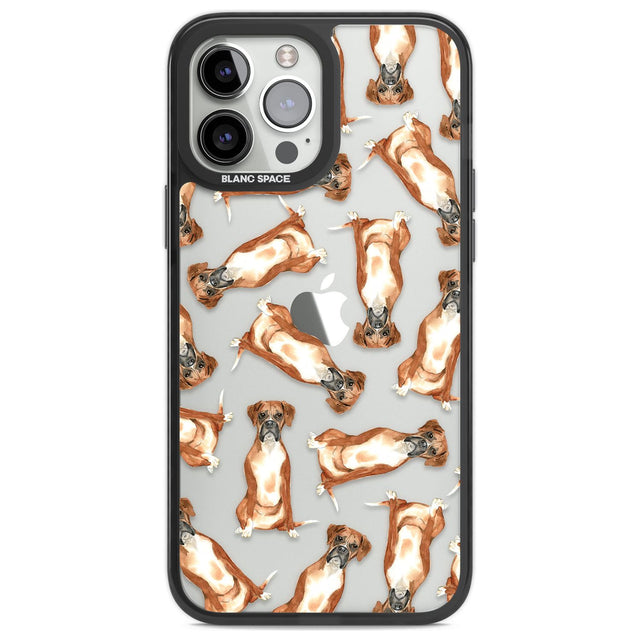 Boxer Watercolour Dog Pattern Phone Case iPhone 13 Pro Max / Black Impact Case,iPhone 14 Pro Max / Black Impact Case Blanc Space