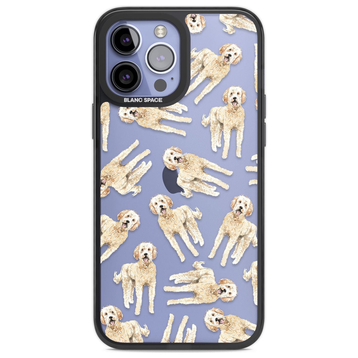 Goldendoodle Watercolour Dog Pattern Phone Case iPhone 13 Pro Max / Black Impact Case,iPhone 14 Pro Max / Black Impact Case Blanc Space