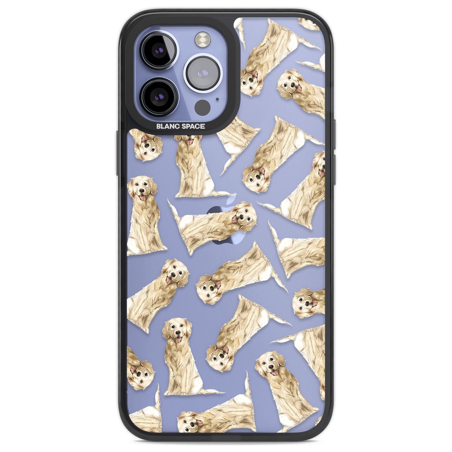Golden Retriever Watercolour Dog Pattern Phone Case iPhone 13 Pro Max / Black Impact Case,iPhone 14 Pro Max / Black Impact Case Blanc Space
