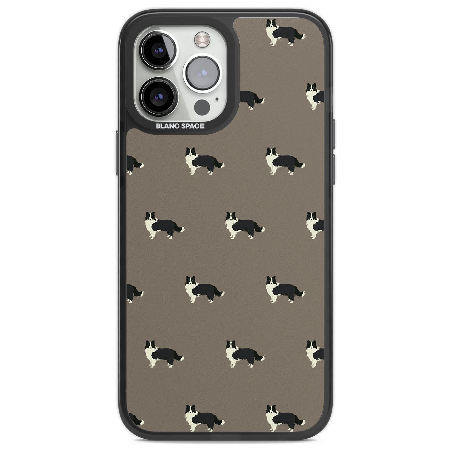 Border Collie Dog Pattern Phone Case iPhone 13 Pro Max / Black Impact Case,iPhone 14 Pro Max / Black Impact Case Blanc Space