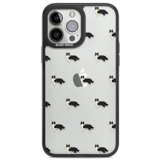 Border Collie Dog Pattern Clear Phone Case iPhone 13 Pro Max / Black Impact Case,iPhone 14 Pro Max / Black Impact Case Blanc Space