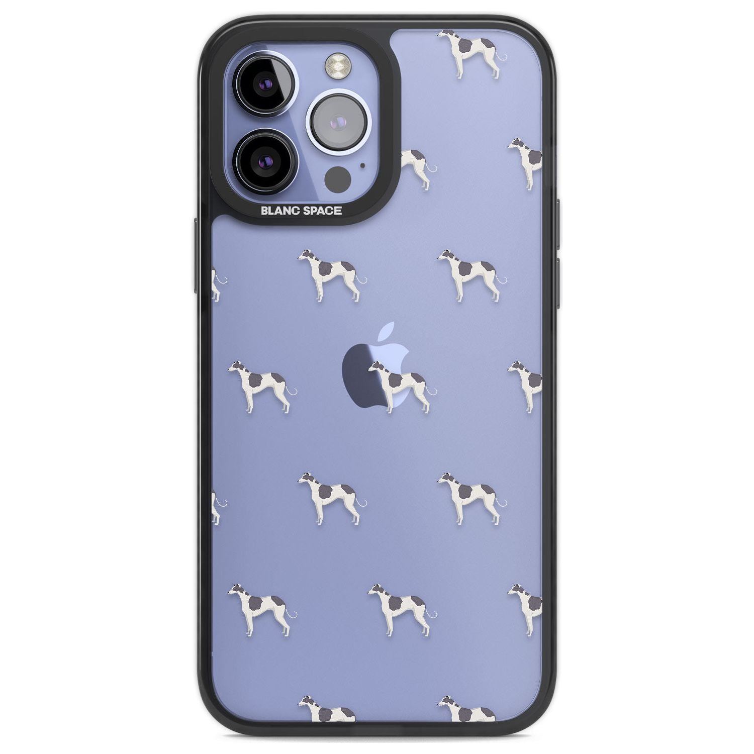 Greyhound Dog Pattern Clear Phone Case iPhone 13 Pro Max / Black Impact Case,iPhone 14 Pro Max / Black Impact Case Blanc Space