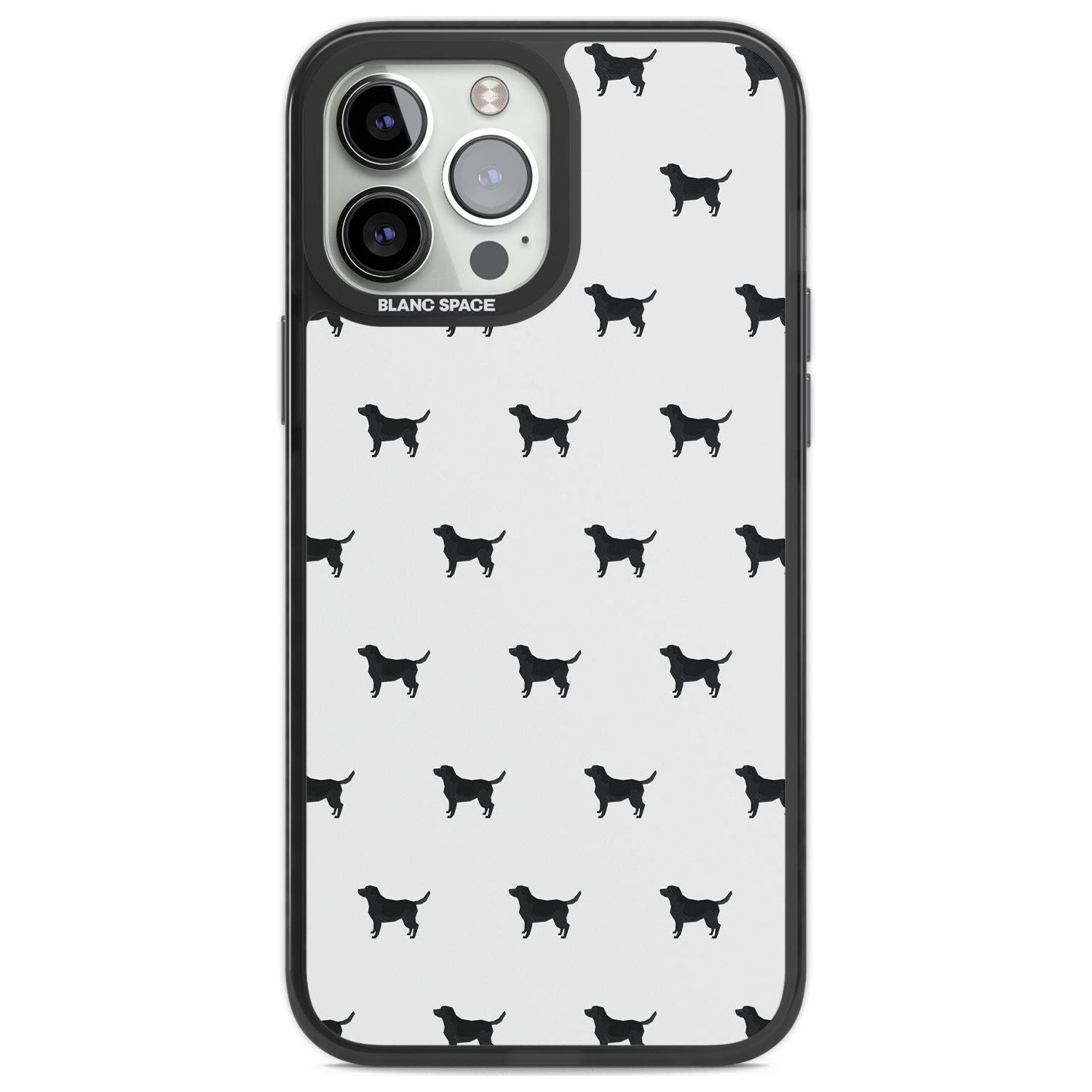 Black Labrador Dog Pattern Phone Case iPhone 13 Pro Max / Black Impact Case,iPhone 14 Pro Max / Black Impact Case Blanc Space