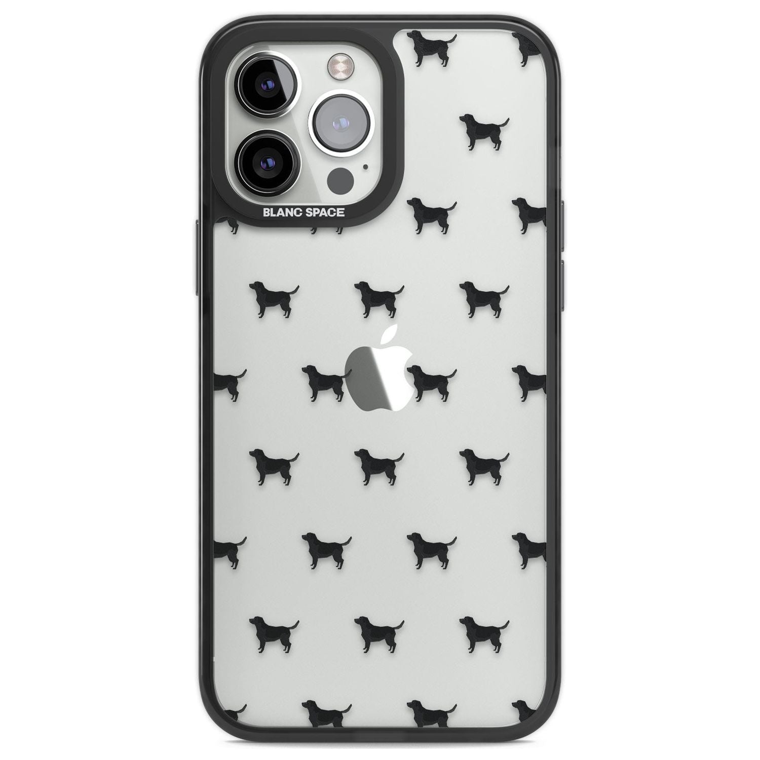 Black Labrador Dog Pattern Clear Phone Case iPhone 13 Pro Max / Black Impact Case,iPhone 14 Pro Max / Black Impact Case Blanc Space