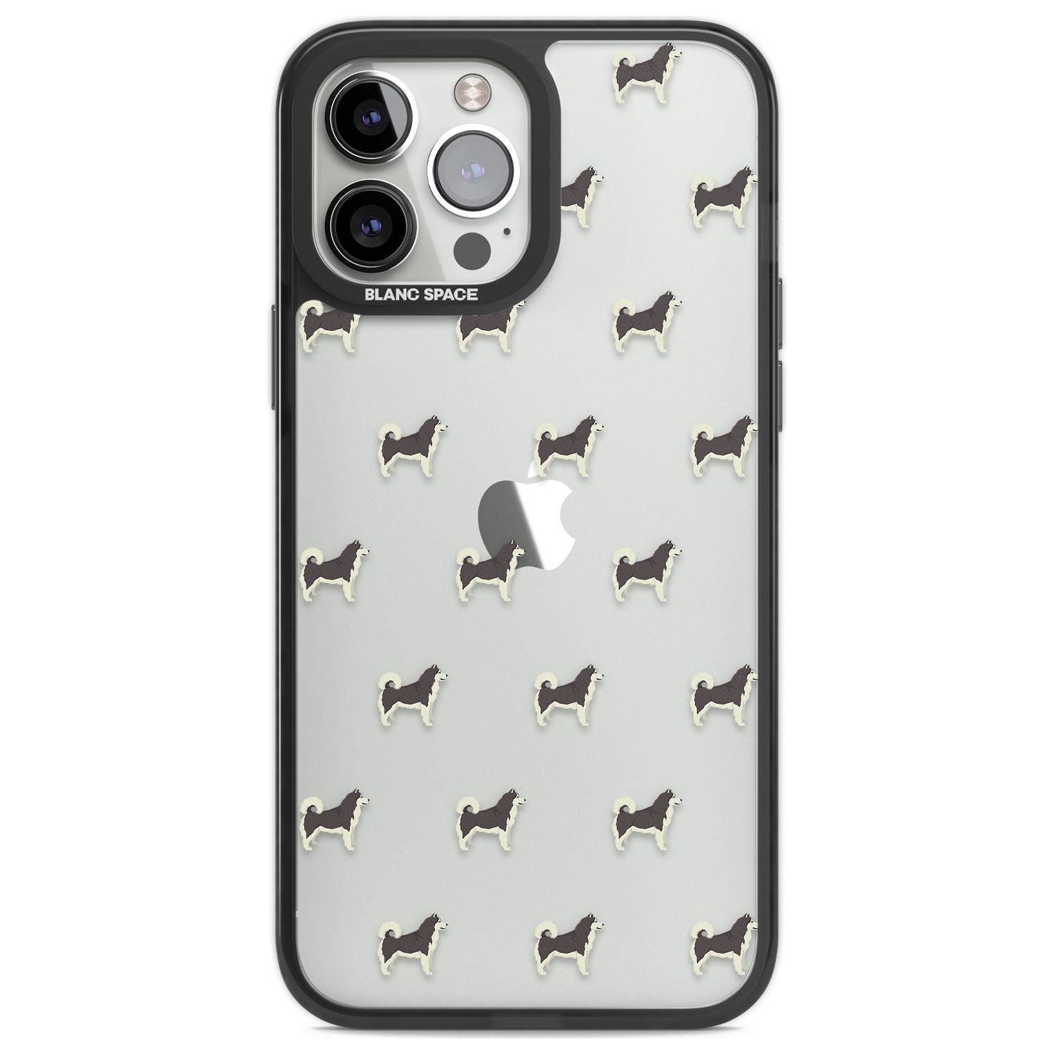 Alaskan Malamute Dog Pattern Clear Phone Case iPhone 13 Pro Max / Black Impact Case,iPhone 14 Pro Max / Black Impact Case Blanc Space