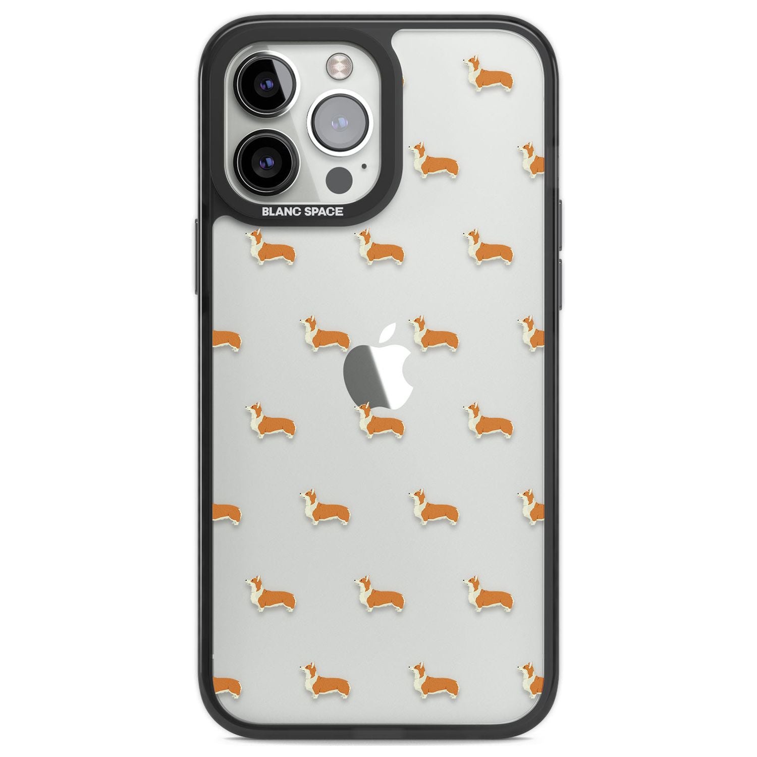 Pembroke Welsh Corgi Dog Pattern Clear Phone Case iPhone 13 Pro Max / Black Impact Case,iPhone 14 Pro Max / Black Impact Case Blanc Space