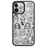 Girl Portrait Doodles Phone Case iPhone 13 Pro Max / Black Impact Case,iPhone 14 Pro Max / Black Impact Case Blanc Space