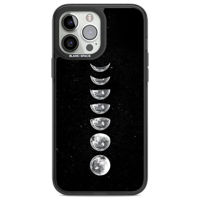 Light Watercolour Moons Phone Case iPhone 13 Pro Max / Black Impact Case,iPhone 14 Pro Max / Black Impact Case Blanc Space