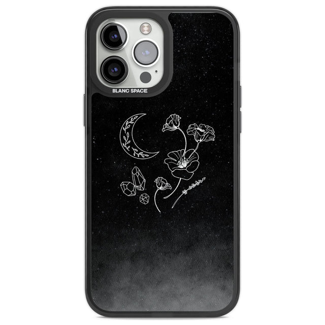 Crescent Moon Collection Phone Case iPhone 13 Pro Max / Black Impact Case,iPhone 14 Pro Max / Black Impact Case Blanc Space